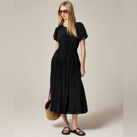 J. Crew Dresses & Skirts - NWT J Crew Elena puff-sleeve dress in crepe de chine S sensor rip needs repair